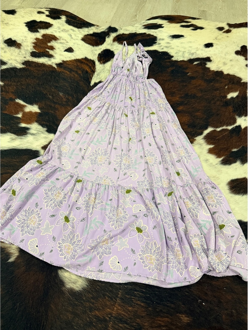 Angie Lavender Floral Rayon Maxi Dress Medium